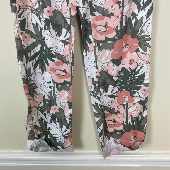 C&C California Floral Drawstring Pants Cuffed Leg Pockets Boho S - Picture 3 of 10